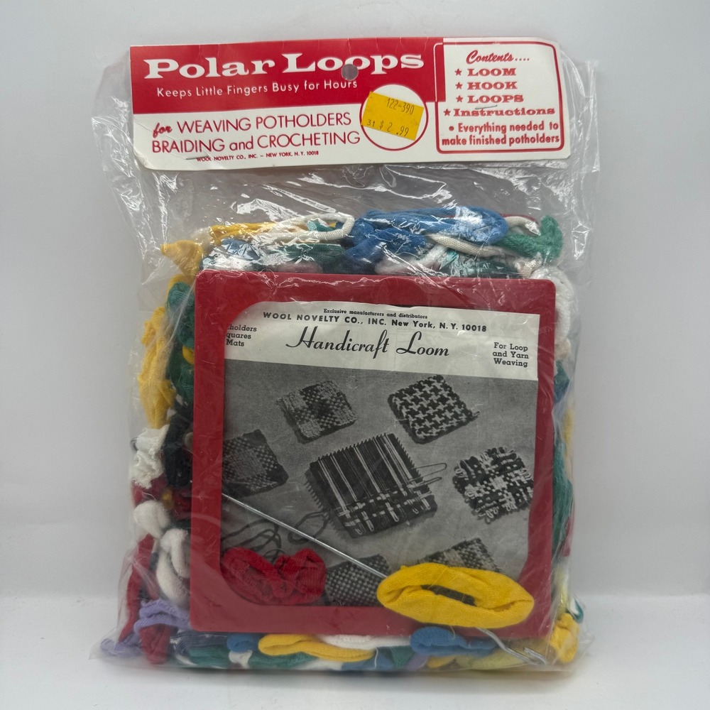 1960s Polar Loops Potholder Loom Kit Wool Novelty Co Loops Hook Instructions
